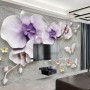 3D Embossed Look Purple Orchids Wallpaper Mural