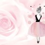 Ballerina Girl and Pink Roses Wallpaper Mural