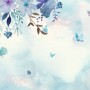 Blue Purple Floral with Little Butterfly Wallpaper Mural