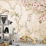 Soft Chinese Florals with Little Birds Wallpaper Mural
