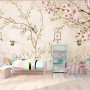 Soft Chinese Florals with Little Birds Wallpaper Mural
