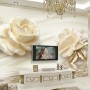 Cream Rose Floral with Water Pattern Wallpaper Mural