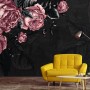 Dark Floral Peony Flower Drawing Wallpaper Mural