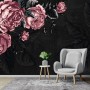 Dark Floral Peony Flower Drawing Wallpaper Mural