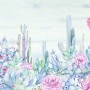 Vintage Hydrangea Flowers and Cactuses Wallpaper Mural