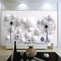 Monochrome Dandelion Floral Wallpaper Mural