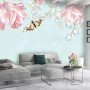 Pink Floral and Yellow Butterfly Wallpaper Mural