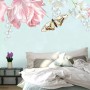 Pink Floral and Yellow Butterfly Wallpaper Mural