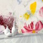 Pink Red Acyrlic Floral Bouqet Wallpaper Mural