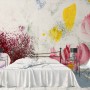 Pink Red Acyrlic Floral Bouqet Wallpaper Mural