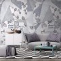 Rose Floral with Geometric Pattern Wallpaper Mural