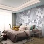 Rose Floral with Geometric Pattern Wallpaper Mural