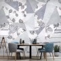 Rose Floral with Geometric Pattern Wallpaper Mural
