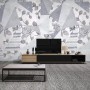 Rose Floral with Geometric Pattern Wallpaper Mural
