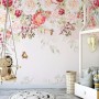 Pink Flowers and Butterflies Wallpaper Mural