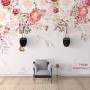 Pink Flowers and Butterflies Wallpaper Mural