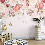 Pink Flowers and Butterflies Wallpaper Mural