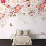 Pink Flowers and Butterflies Wallpaper Mural