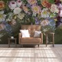 Vintage Colorful Vine Flowers Wallpaper Mural