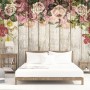 Vintage Floral with Wood Wall Wallpaper Mural
