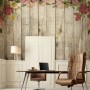 Vintage Floral with Wood Wall Wallpaper Mural
