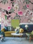 Vintage Pink Floral with Little Birds Wallpaper Mural