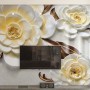 3D Embossed Look Yellow Floral Wallpaper Mural