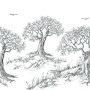 Charcoal Tree Drawing Wallpaper Mural