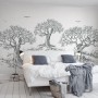 Charcoal Tree Drawing Wallpaper Mural