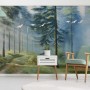 Watercolor Painting Misty Forestscape Wallpaper Mural