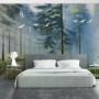 Watercolor Painting Misty Forestscape Wallpaper Mural