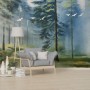 Watercolor Painting Misty Forestscape Wallpaper Mural