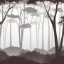 Monochrome Brown Forest and Tree Silhouette Wallpaper Mural