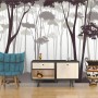 Monochrome Brown Forest and Tree Silhouette Wallpaper Mural