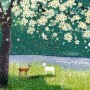 Watercolor Forest with Peach Blossom Wallpaper Mural