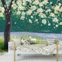 Watercolor Forest with Peach Blossom Wallpaper Mural