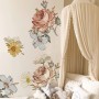 Nursery Soft Vintage Peony Floral Wall Decal Sticker