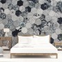 Dark Geo Hexagon Pattern Wallpaper Mural