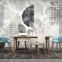 Geometric Pattern with Floral Wallpaper Mural