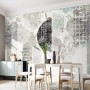 Geometric Pattern with Floral Wallpaper Mural