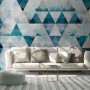 Geometric Blue Trigon Pattern Wallpaper Mural