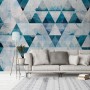 Geometric Blue Trigon Pattern Wallpaper Mural