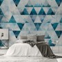 Geometric Blue Trigon Pattern Wallpaper Mural