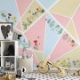 Flowery with Geometric Shapes Wallpaper Mural