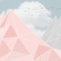 Pink Gray Polygonal Mountain Wallpaper Mural