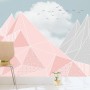 Pink Gray Polygonal Mountain Wallpaper Mural