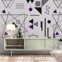 Purple Black Geometric Shapes Wallpaper Mural
