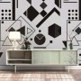 Black White Geometric Shapes Wallpaper Mural