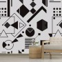 Black White Geometric Shapes Wallpaper Mural