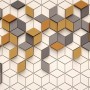 Yellow Gray Geometric Honeycomb Pattern Wallpaper Mural
